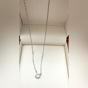 Silver Solitaire Pendant Necklace with Clear Stone